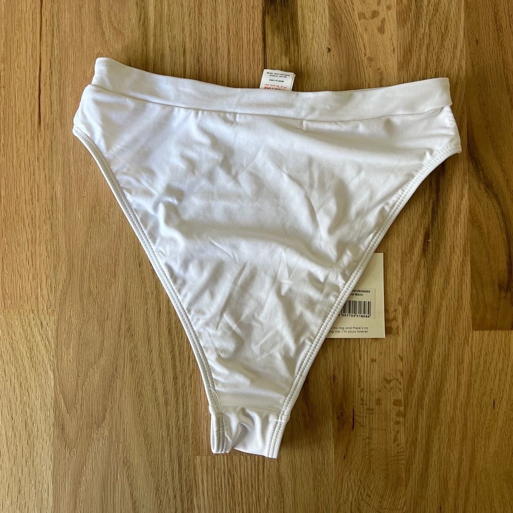 Misguided high waisted white bikini bottoms strappy square neck top small summer - Picture 3 of 6